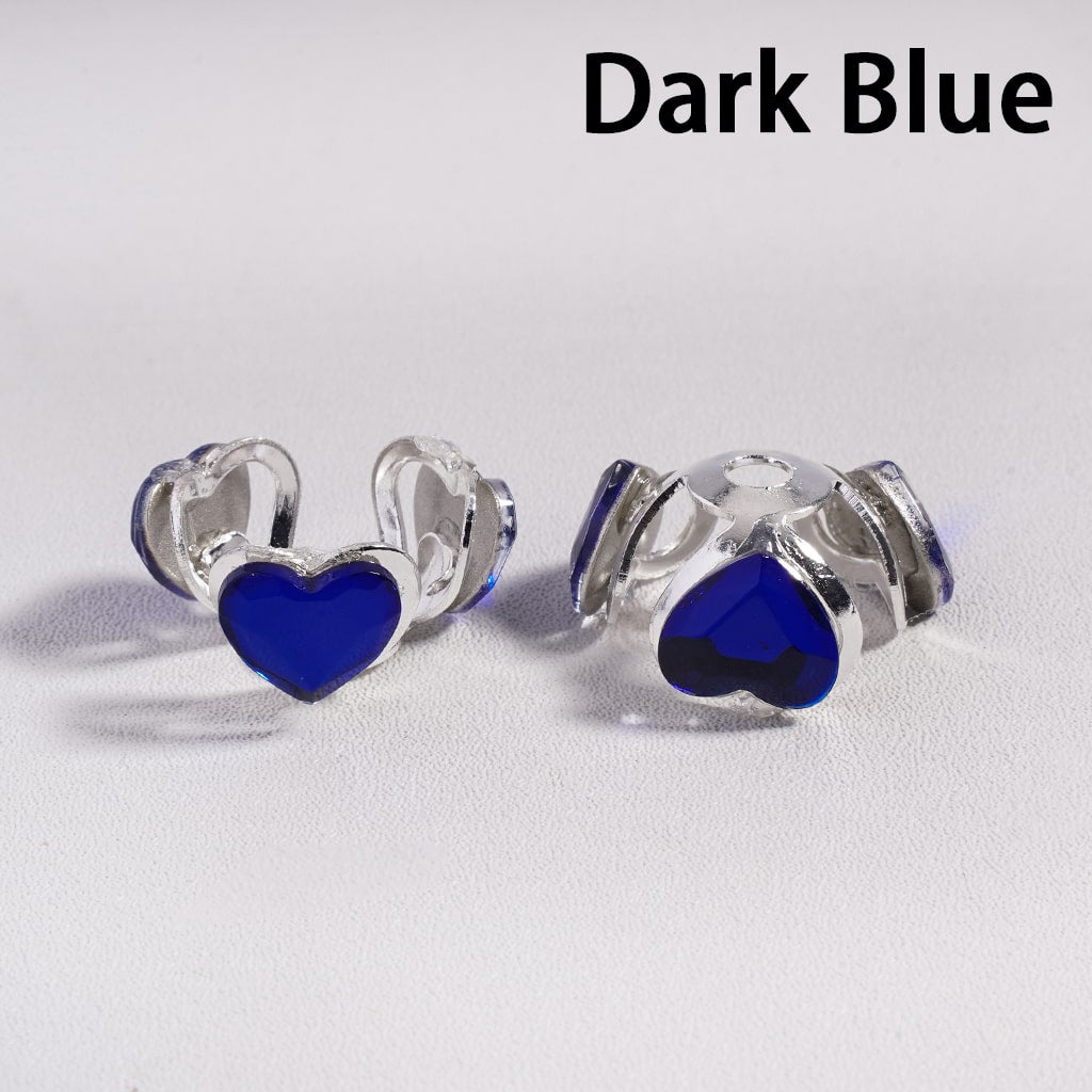 Alloy Bead Cages, Bead Cap in Silver Color, Heart Rhinestones in Various Colors, Random Mix (They Fit 16MM Beads)