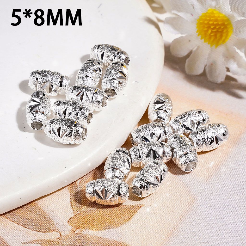 Drum with Three Leaf Pattern Alloy Beads for DIY Jewelry Accessories, 5*8MM, Gold Silver Gun Black