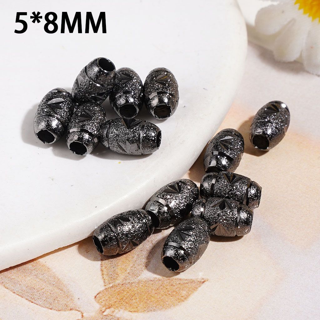 Drum with Three Leaf Pattern Alloy Beads for DIY Jewelry Accessories, 5*8MM, Gold Silver Gun Black