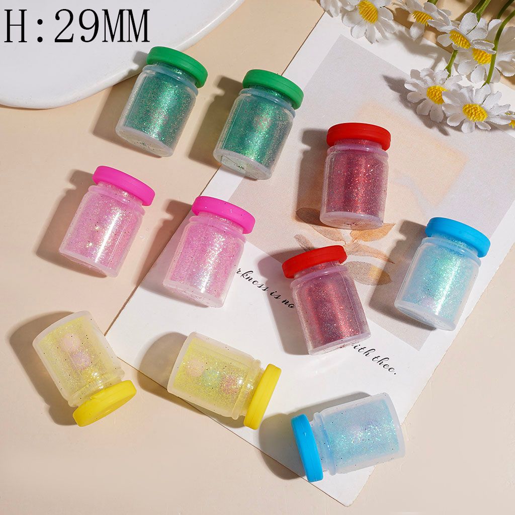 Silicone Shaker Beads with Various Colored Glitter & Round Silicone Beads & Lid, Height 29MM (The Bottle Cap can be Installed and Removed)