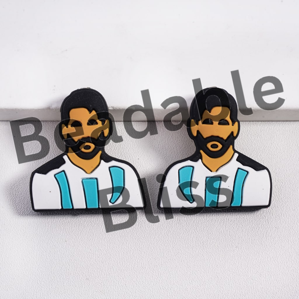 Silicone Focal Beads Argentine Football Soccer Player