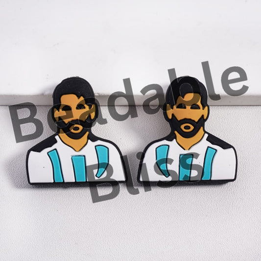 Silicone Focal Beads Argentine Football Soccer Player