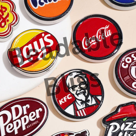 Fast Food & Candy Chip & Soda Drink & Snack Series Acrylic Beads, Various Shapes, Random Mix