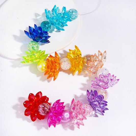 Clear Three Layer Lotus Acrylic Spacer Beads, for DIY Jewelry Accessories or Interior Decoration, Multi-Color  (Please Read Description)