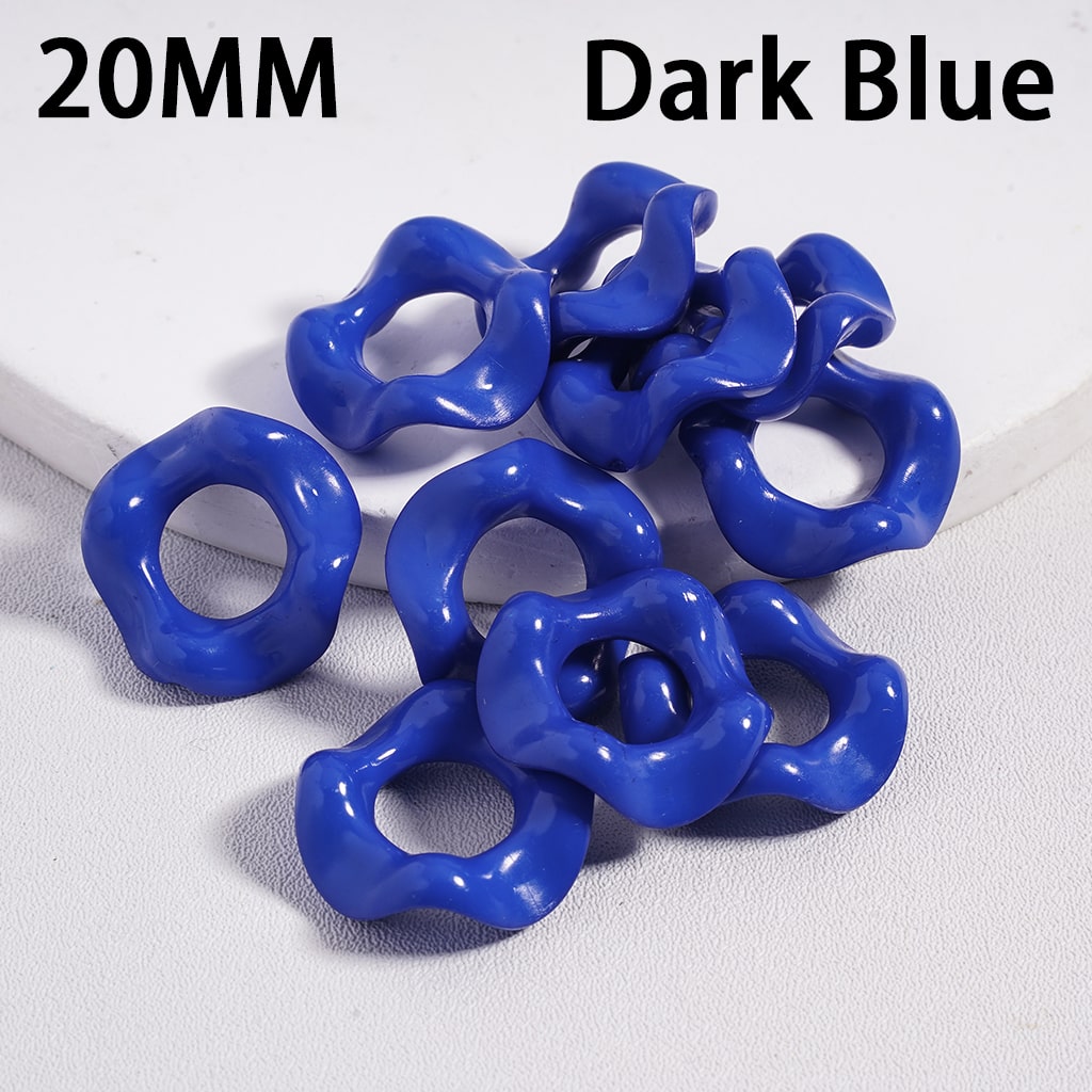 Dark blue plastic rings with '20MM' and 'Dark Blue' text on a white background