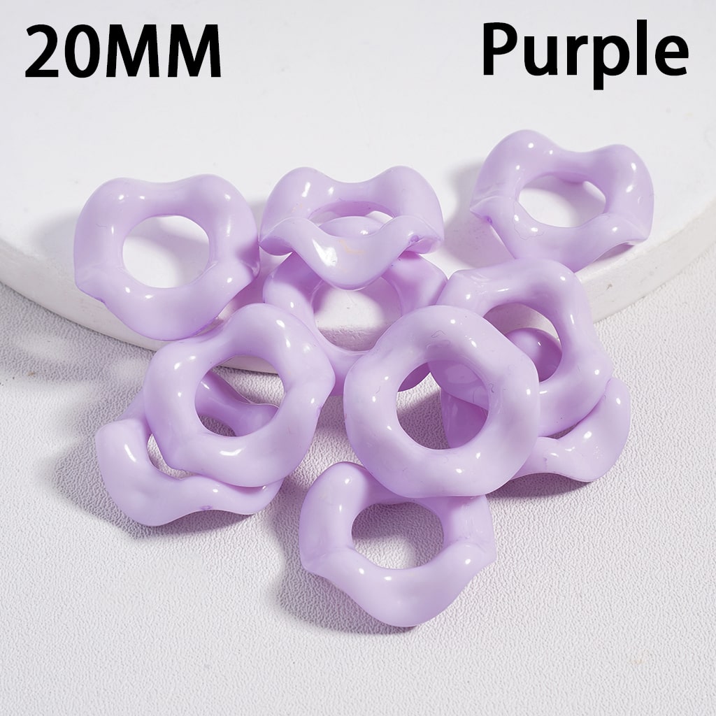 Purple plastic rings with '20MM' and 'Purple' text on a white background
