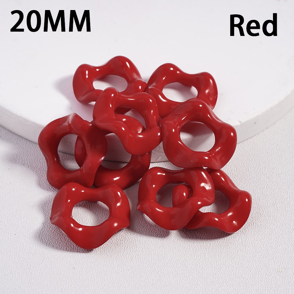 Red plastic rings with '20MM' and 'Red' text on a white background