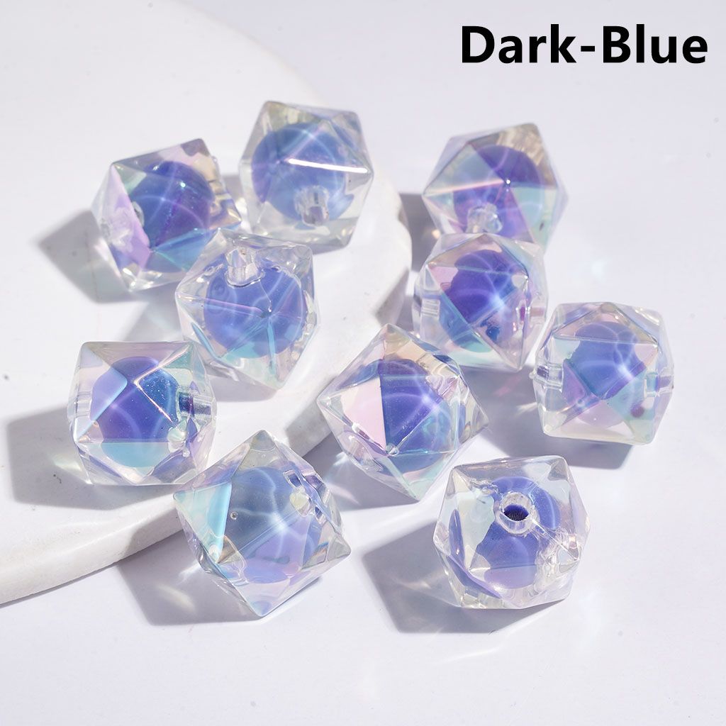 Double Layer Acrylic Beads, Clear Hexagon Shape with UV Finish, 16mm,TT