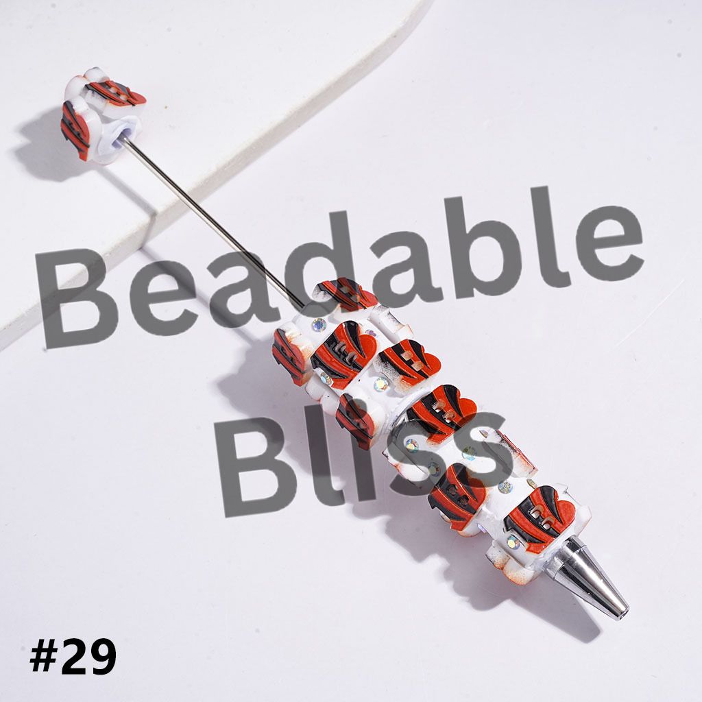 Beadable Clay Pens with American Baseball and Football Team Series and AB Rhinestones
