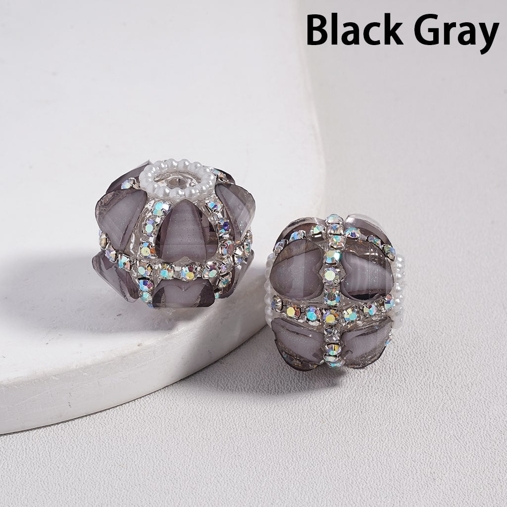 Black and gray beaded earrings on a white surface with 'Black Gray' text above.