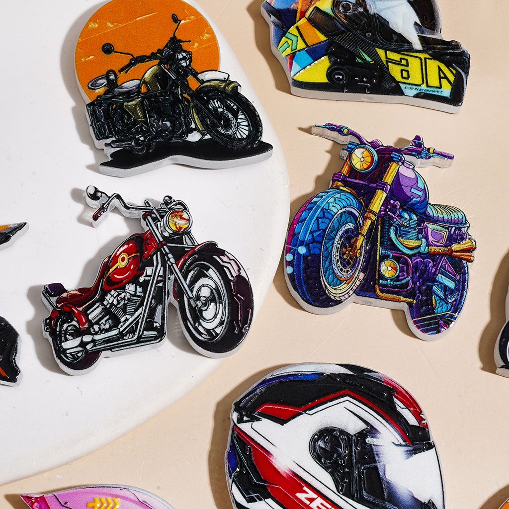 Acrylic Beads Cool Motorcycle and Motorcycle Helmets Theme, Random Mix