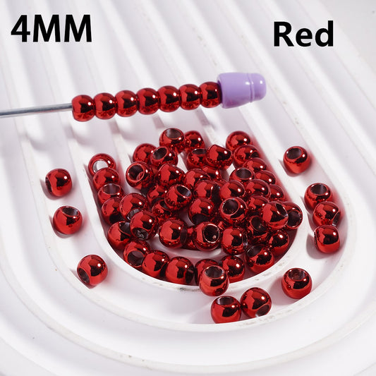 Red beads with a spool on a white background, labeled '4MM Red'.