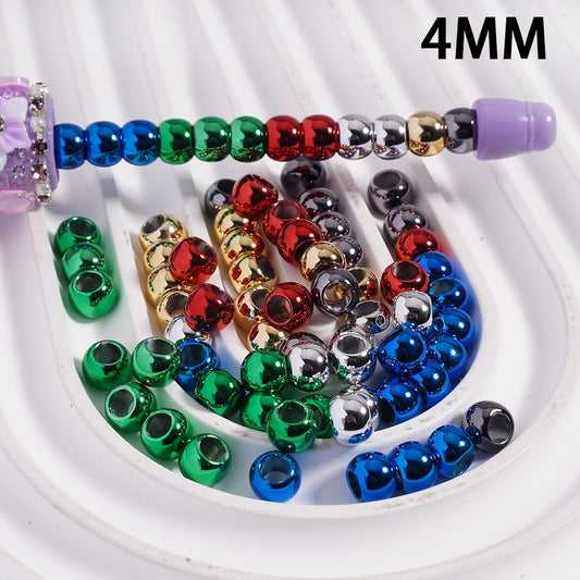 Acrylic Beads in Metallic Color, Large Hole, Multi-Color, 4MM
