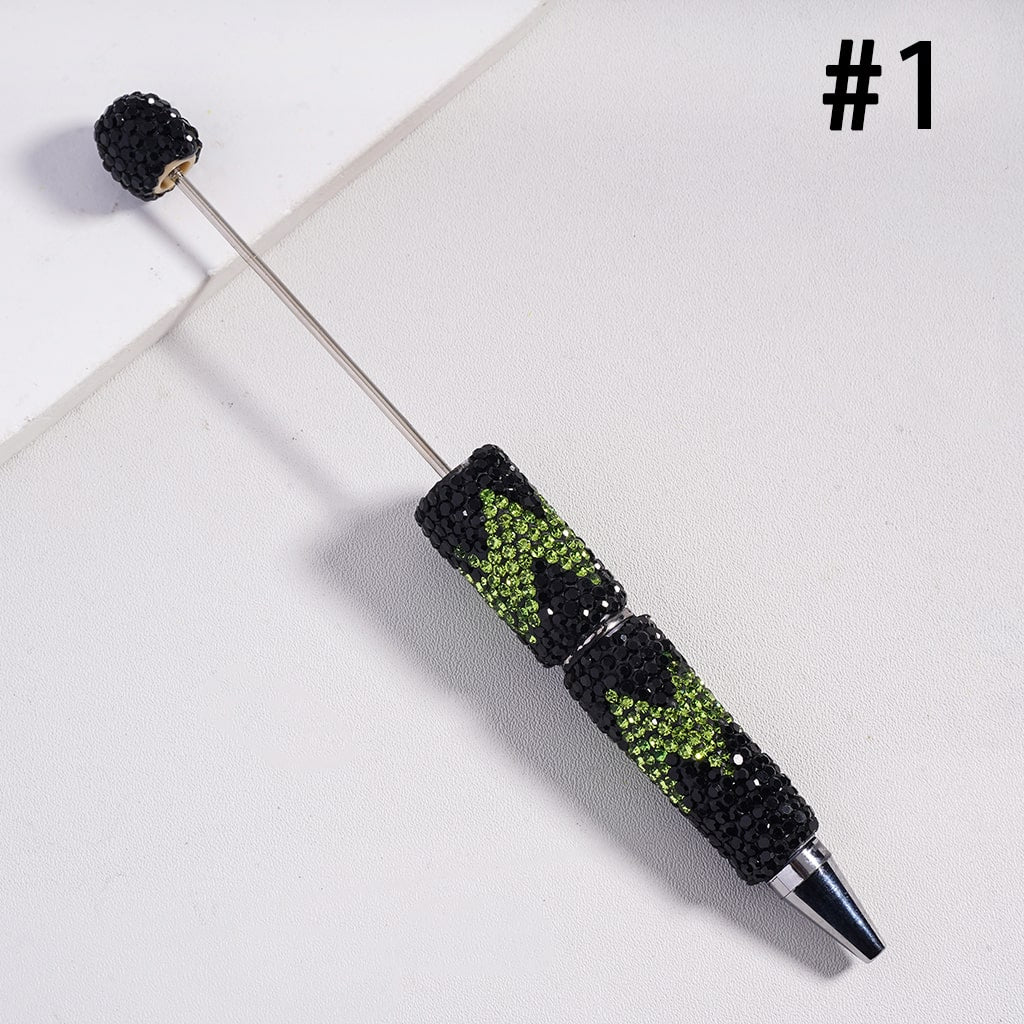 Beadable Pens with Wavy Pattern, Double Color Rhinestones, Multi-Color