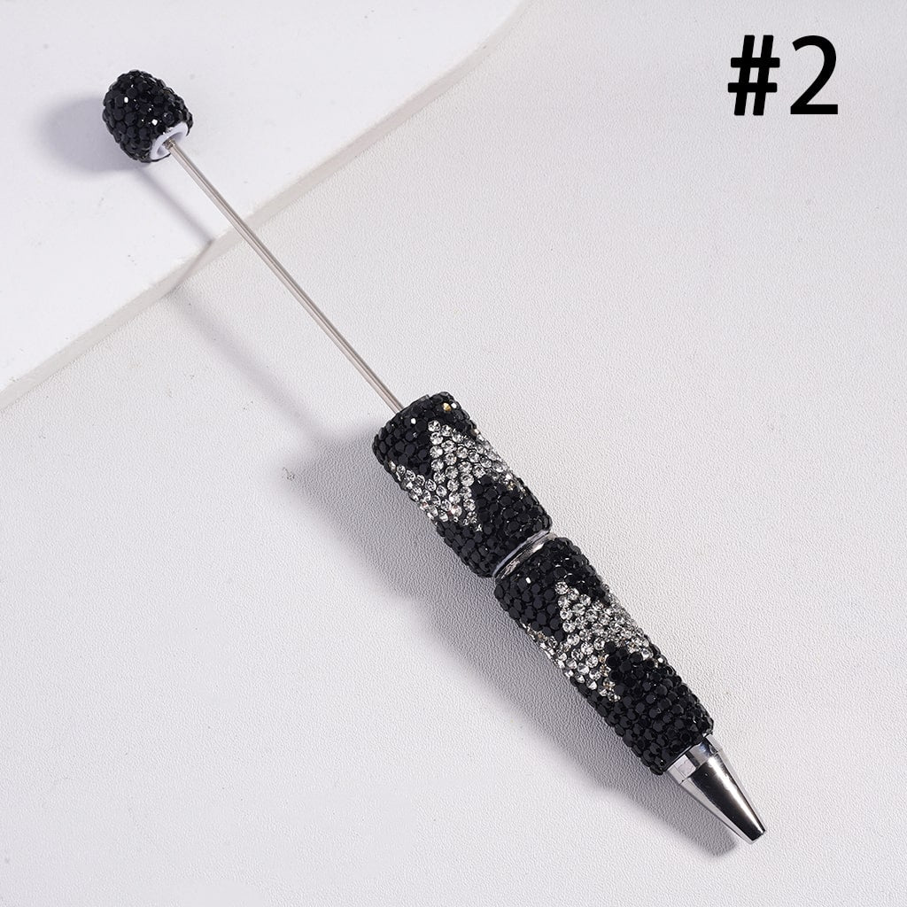 Beadable Pens with Wavy Pattern, Double Color Rhinestones, Multi-Color