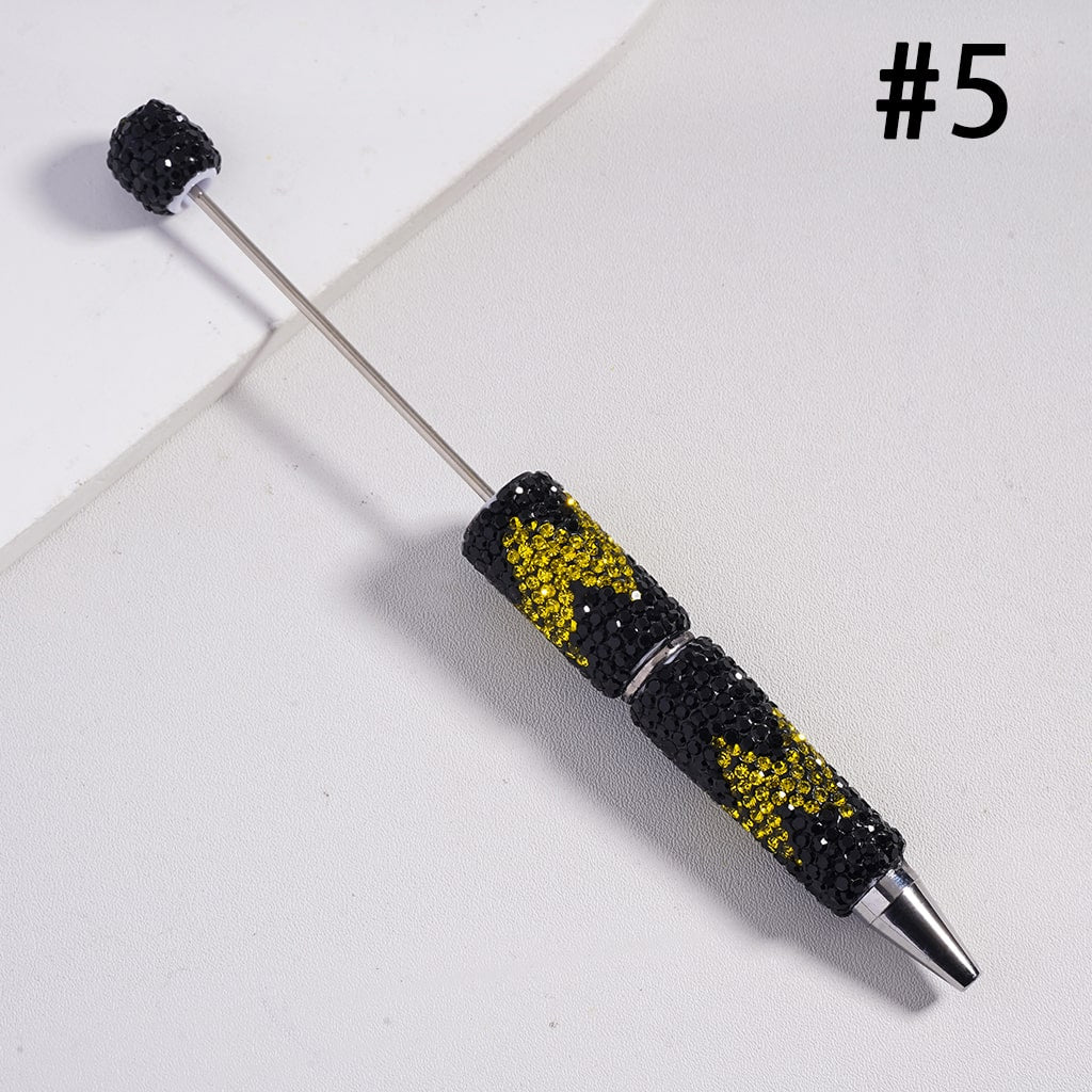 Beadable Pens with Wavy Pattern, Double Color Rhinestones, Multi-Color