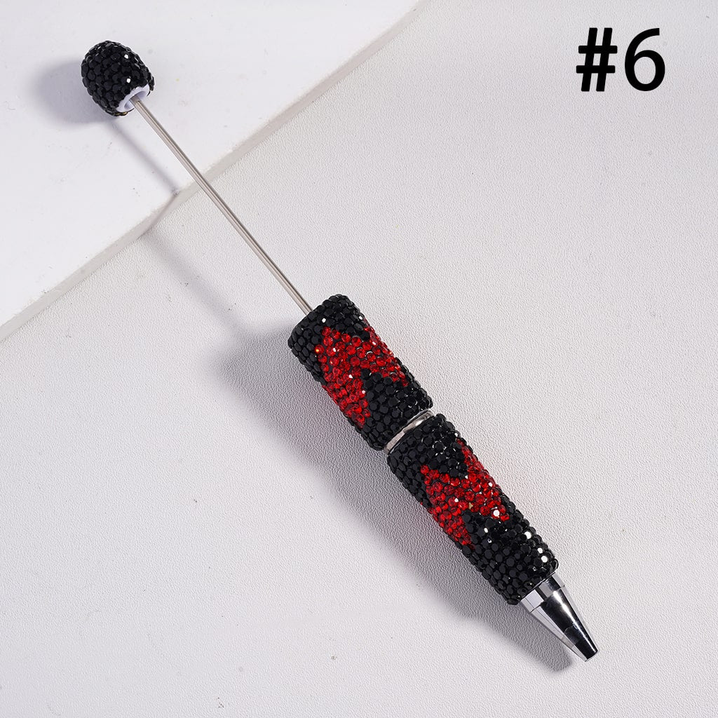 Beadable Pens with Wavy Pattern, Double Color Rhinestones, Multi-Color