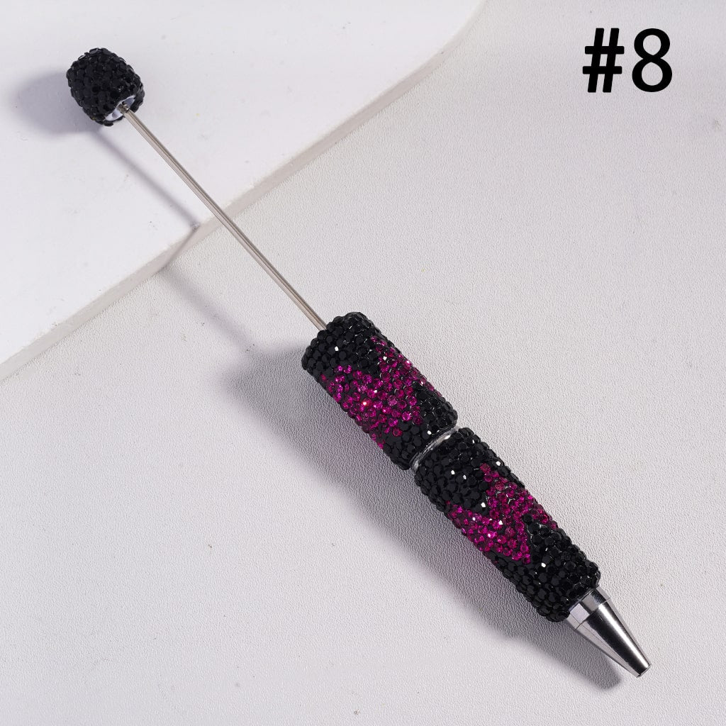 Beadable Pens with Wavy Pattern, Double Color Rhinestones, Multi-Color