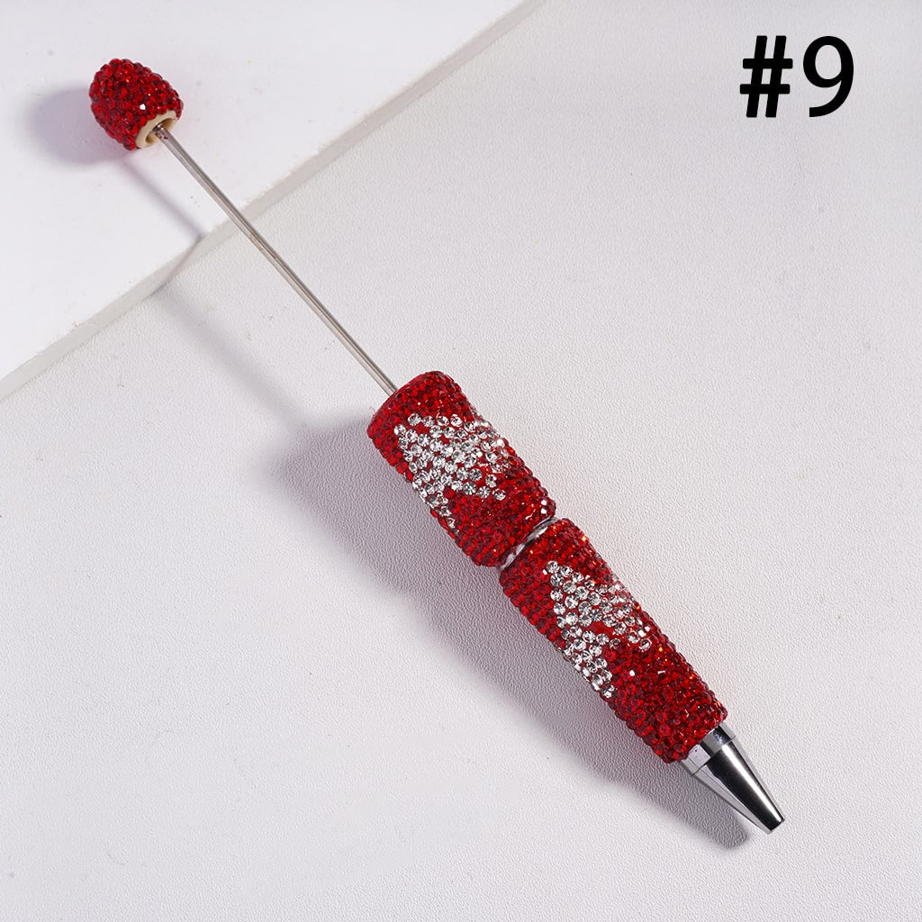 Beadable Pens with Wavy Pattern, Double Color Rhinestones, Multi-Color