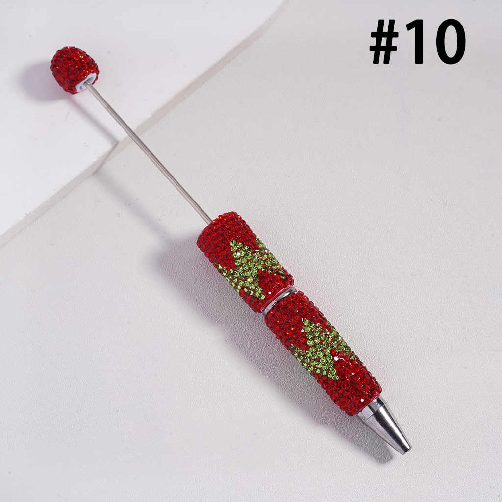 Beadable Pens with Wavy Pattern, Double Color Rhinestones, Multi-Color