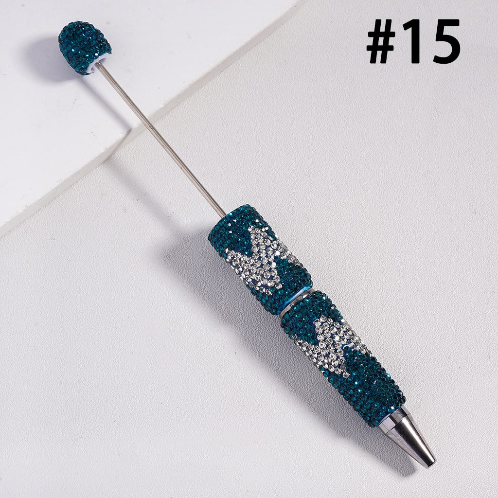 Beadable Pens with Wavy Pattern, Double Color Rhinestones, Multi-Color