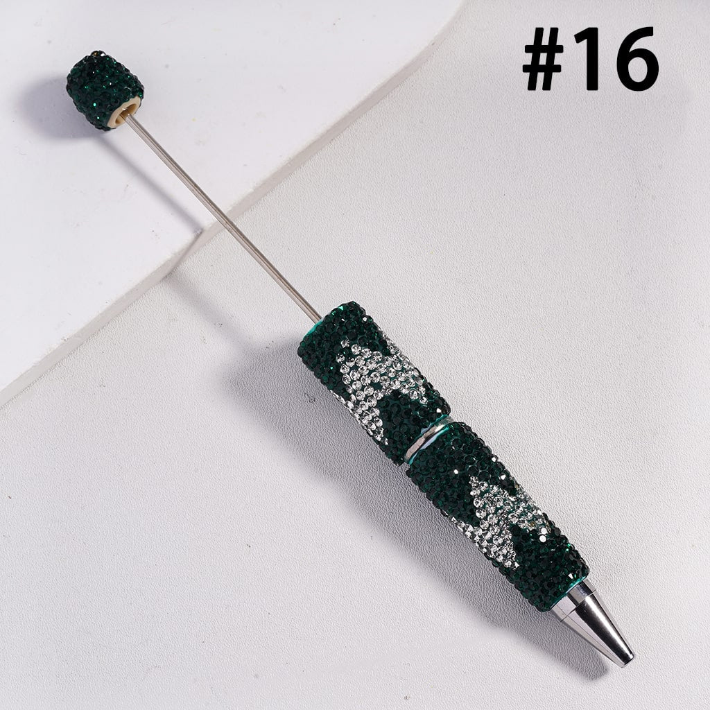 Beadable Pens with Wavy Pattern, Double Color Rhinestones, Multi-Color