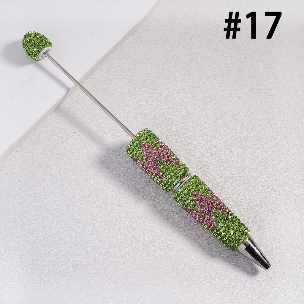 Beadable Pens with Wavy Pattern, Double Color Rhinestones, Multi-Color