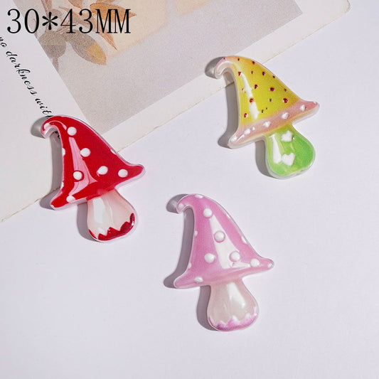 Acrylic Beads with Mushroom in Various Types, 30*43MM Multi-Color Random Mix