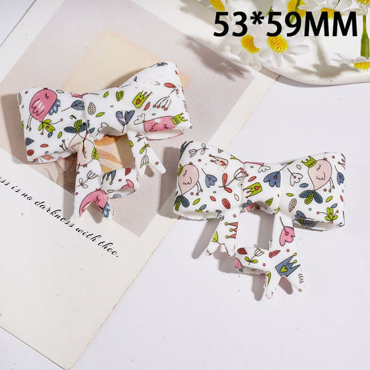 Bowtie with Bird Crown Flower Printed Food Grade Silicone Straw Topper for Cups and Tumblers, 53*59MM