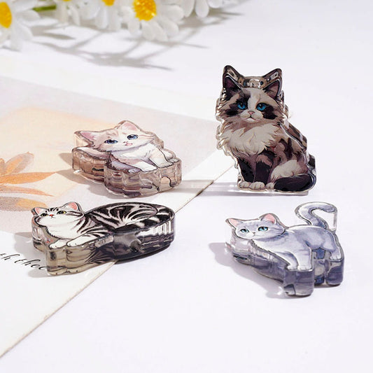 Cute Cat Theme Acrylic Beads, Clear, Assorted Types, Random Mix