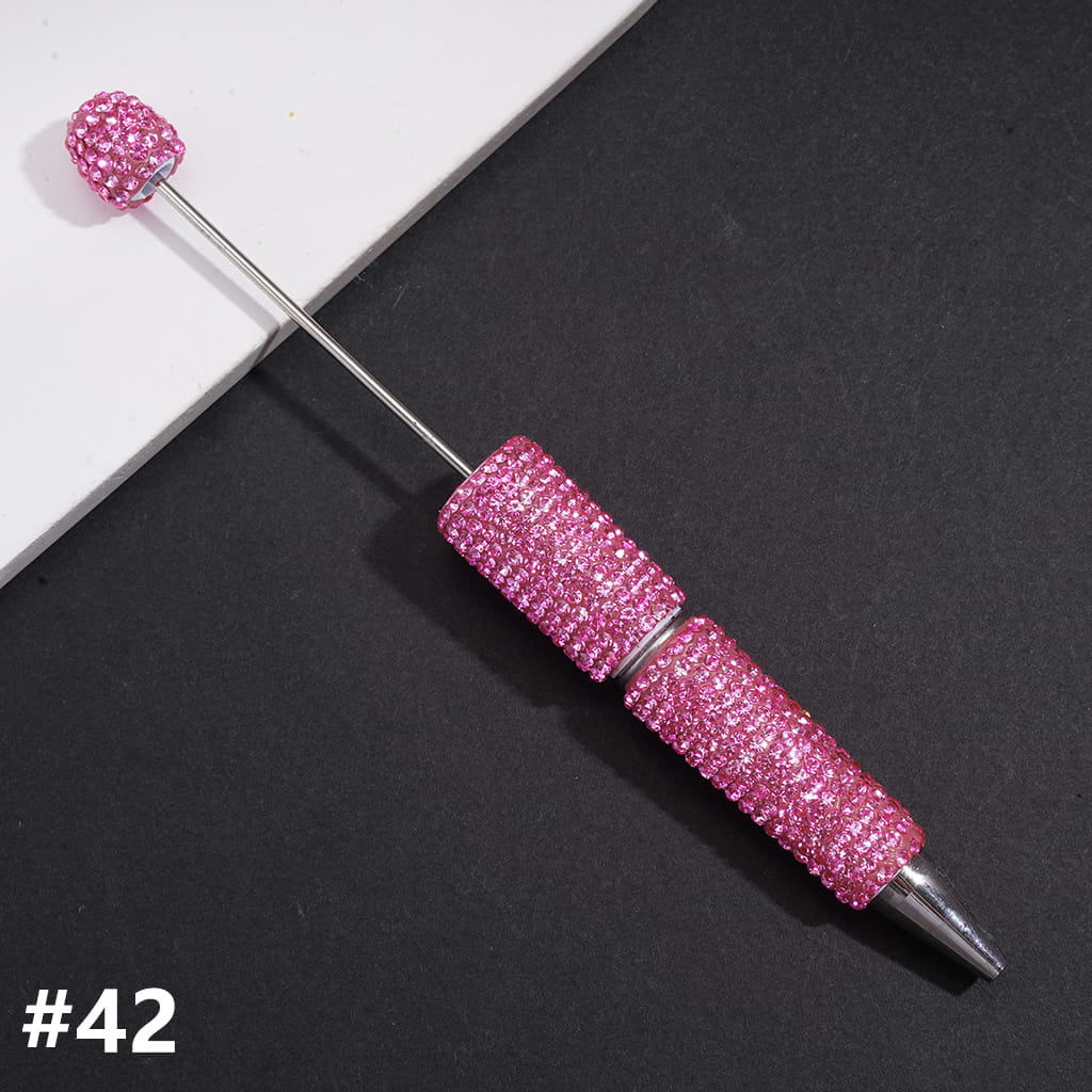 Beadable Clay Pens with Shiny Rhinestones Covered the Entire Pen