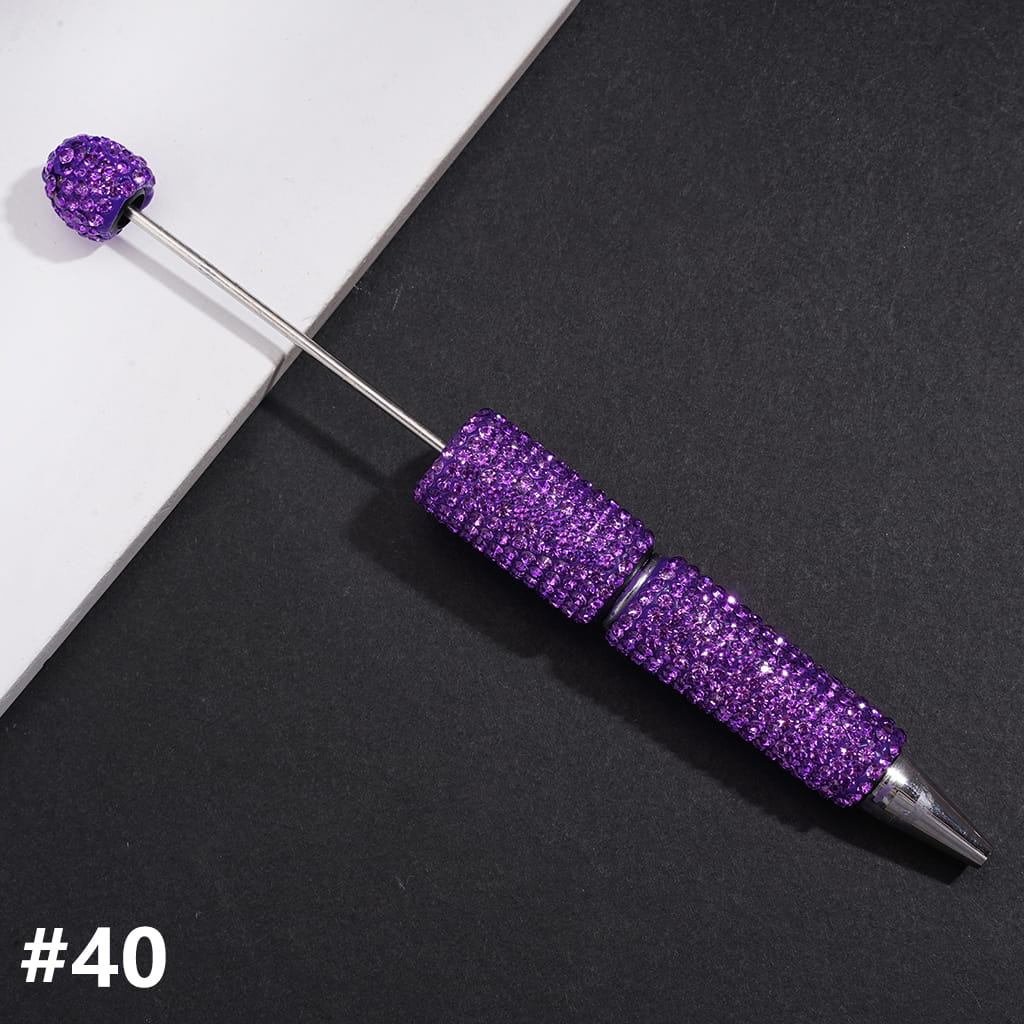 Beadable Clay Pens with Shiny Rhinestones Covered the Entire Pen