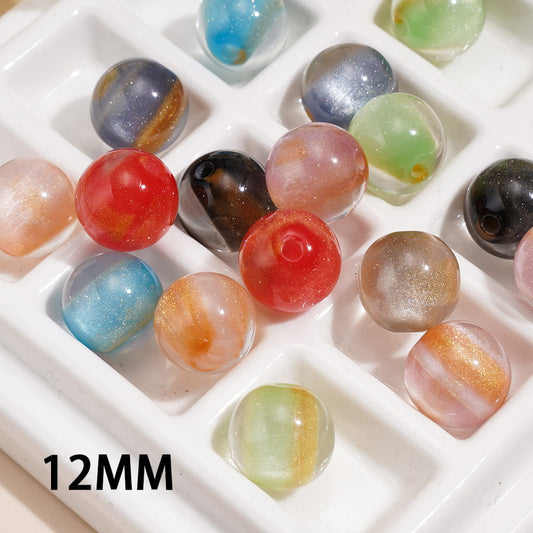 Honey-Core Shimmer Effect Translucent Acrylic Beads for Bracelets 12MM, Random Mix