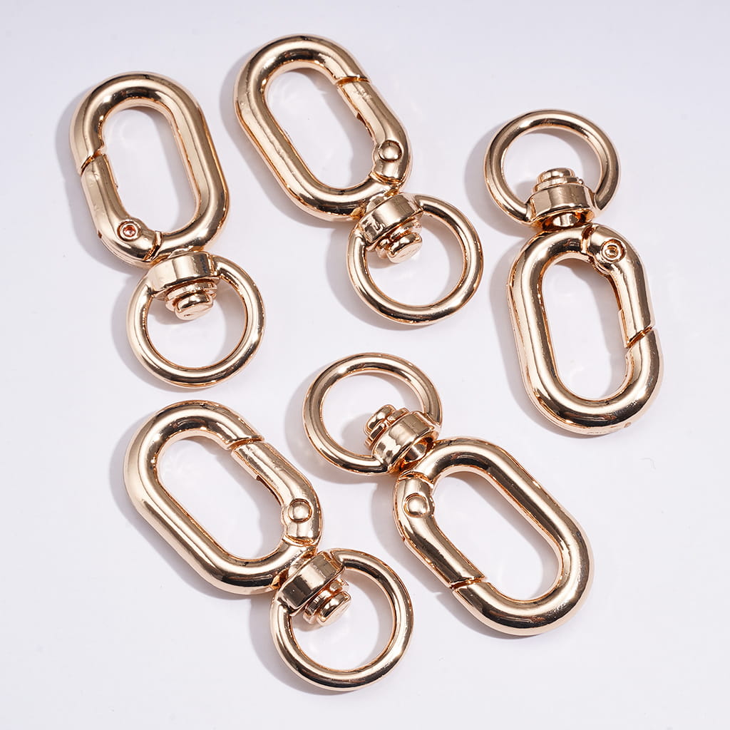Silver Metal Swivel Clasp, Spring Snap Hooks Open Buckle Keychain Clip for Hanging Items, Silver and Gold