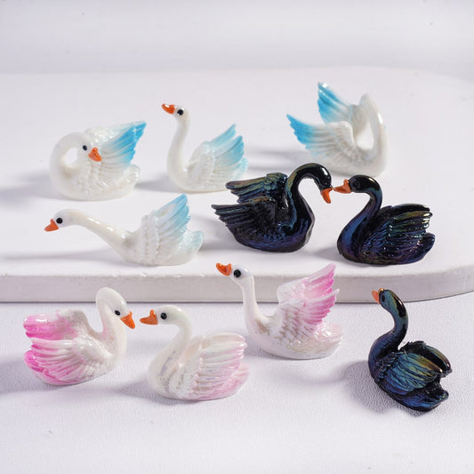 Acrylic Beads UV Coating Beautiful Swan Open and Close Wings Series, 21*26MM, Multi-Color, Random Mix