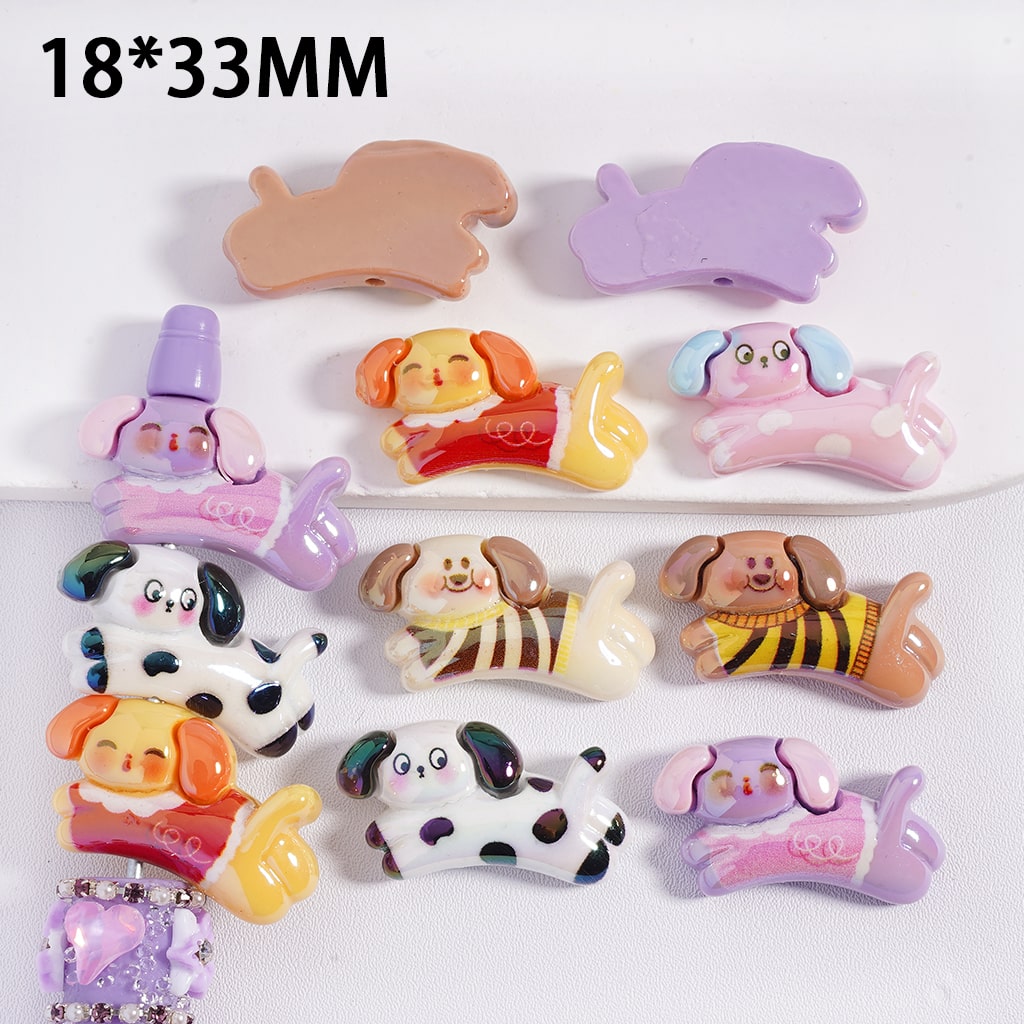 Set of colorful animal-shaped hair clips on a white background with dimensions 18*33MM.
