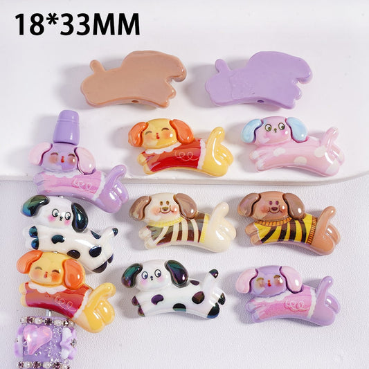 Set of colorful animal-shaped hair clips on a white background with dimensions 18*33MM.
