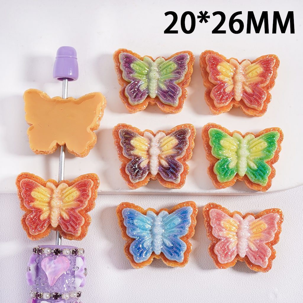 Acrylic Beads Ombre Color Butterfly Series in Various Colors, 20*26MM, Multi-Color, Random Mix