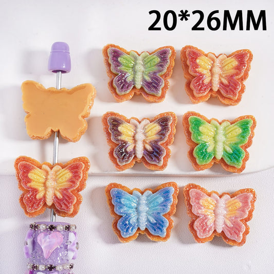 Acrylic Beads Ombre Color Butterfly Series in Various Colors, 20*26MM, Multi-Color, Random Mix