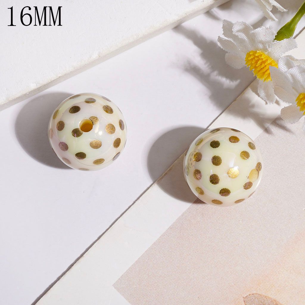 UV-Coated Acrylic Beads for Bracelets with Polka Dots, 16MM Multi-Color