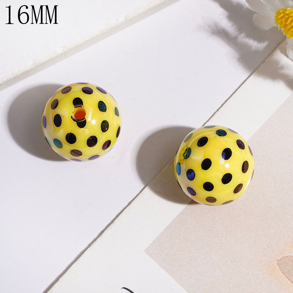 UV-Coated Acrylic Beads for Bracelets with Polka Dots, 16MM Multi-Color