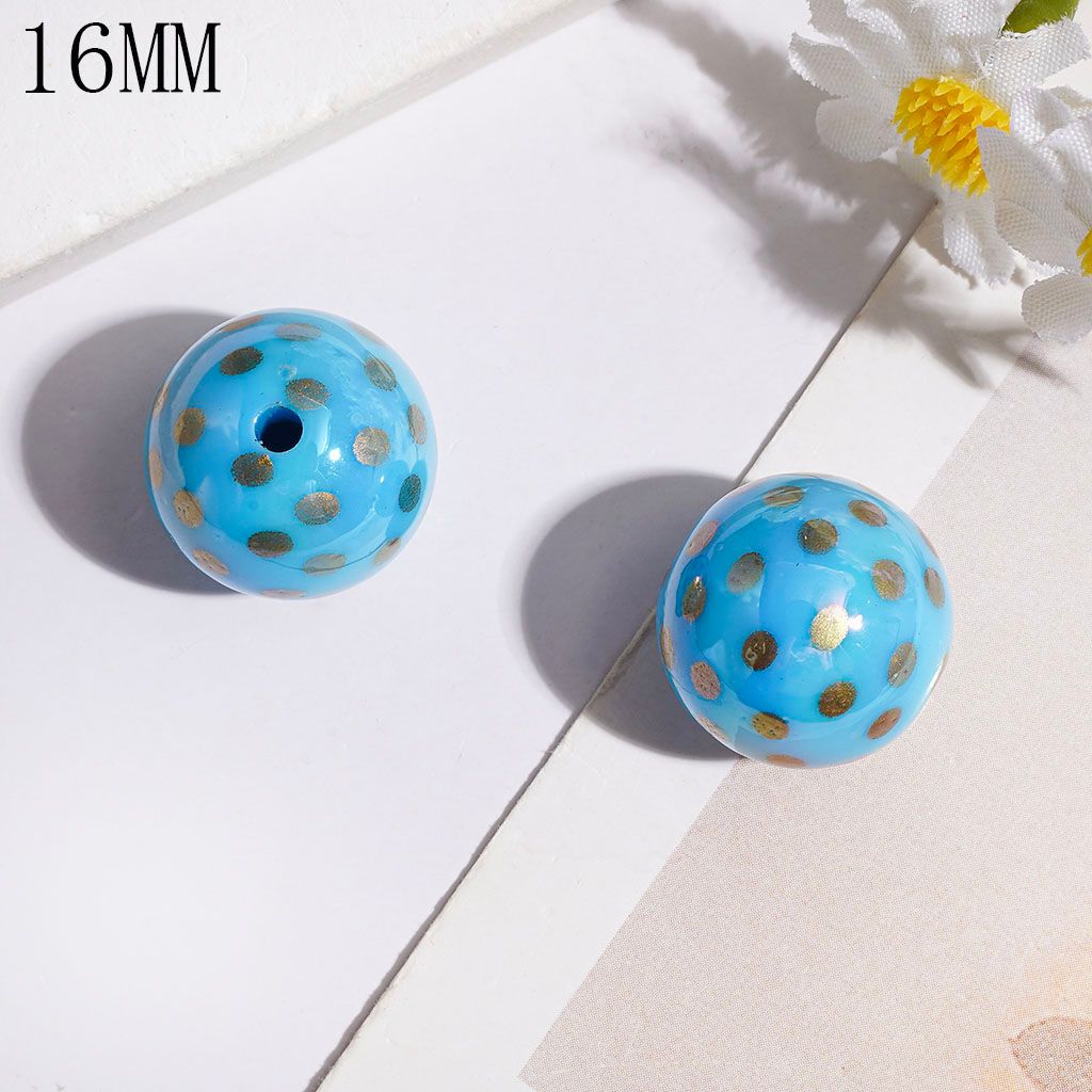 UV-Coated Acrylic Beads for Bracelets with Polka Dots, 16MM Multi-Color