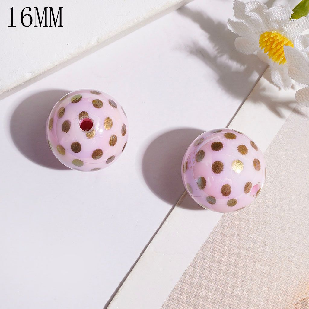 UV-Coated Acrylic Beads for Bracelets with Polka Dots, 16MM Multi-Color