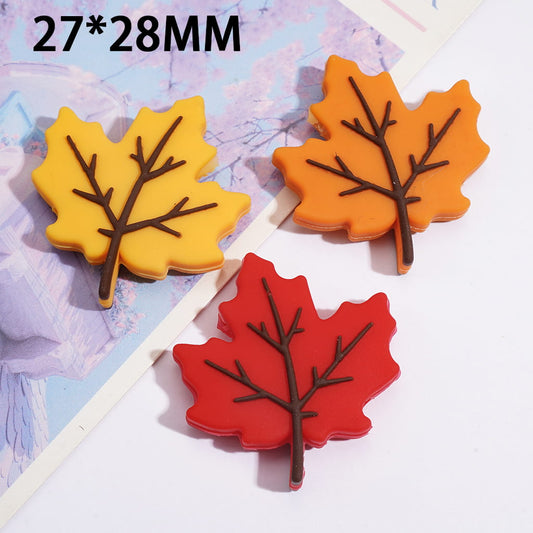 Silicone Focal Beads with Maple Leaf Shape 27*28MM