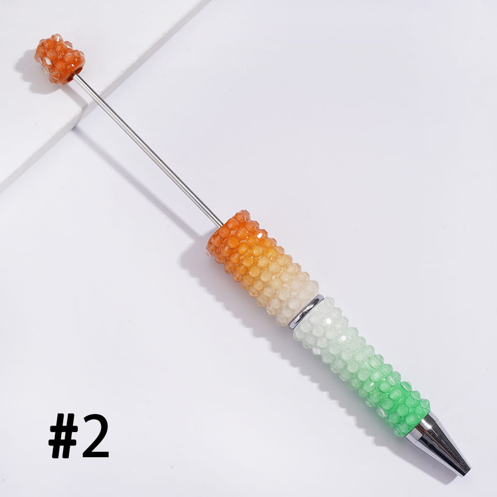 Beadable Pens w Luminous Ombre Colors, Dazzling Iridescent Rhinestones Covering, Multi-Color