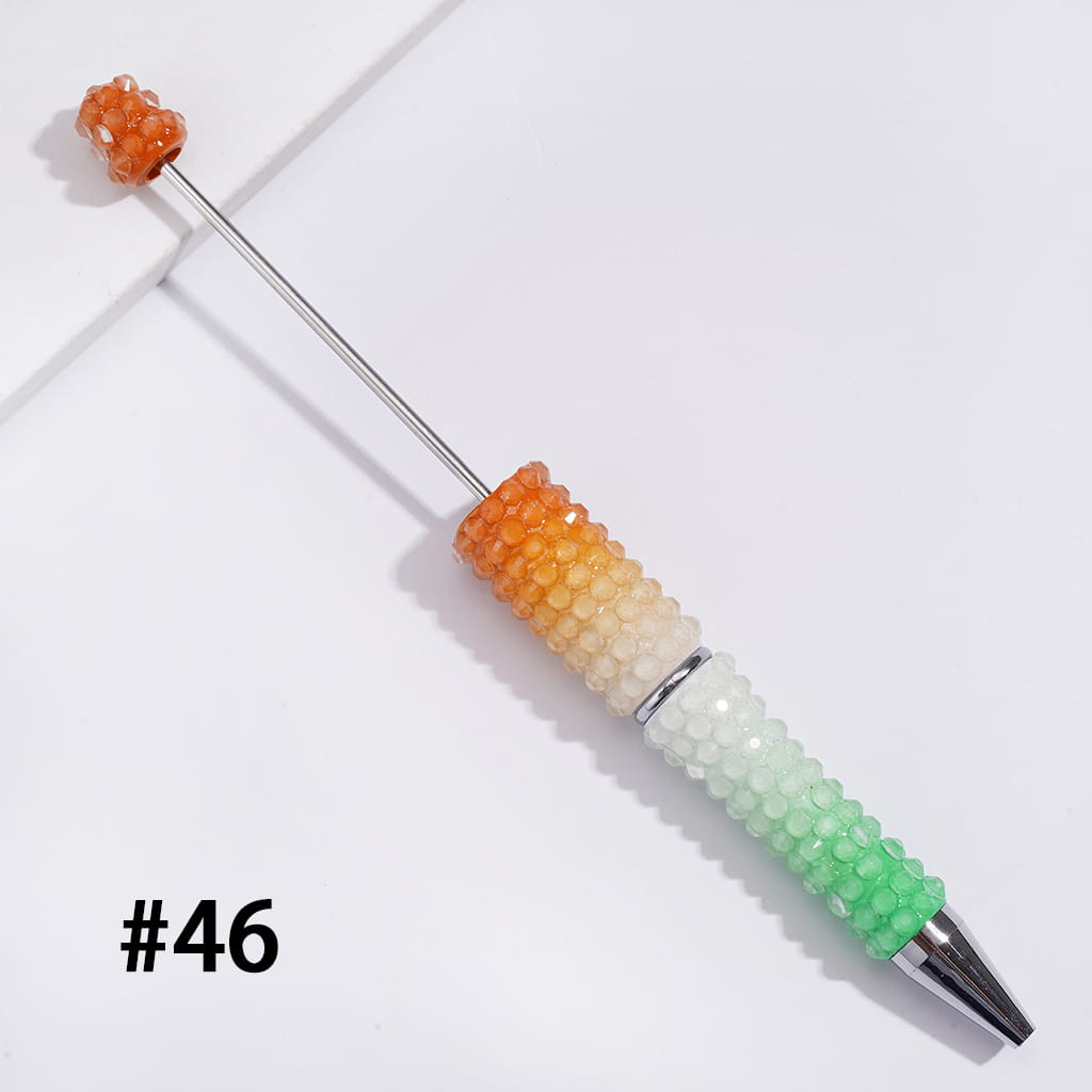 Beadable Pens w Luminous Ombre Colors, Clear Rhinestones Covering, Multi-Color
