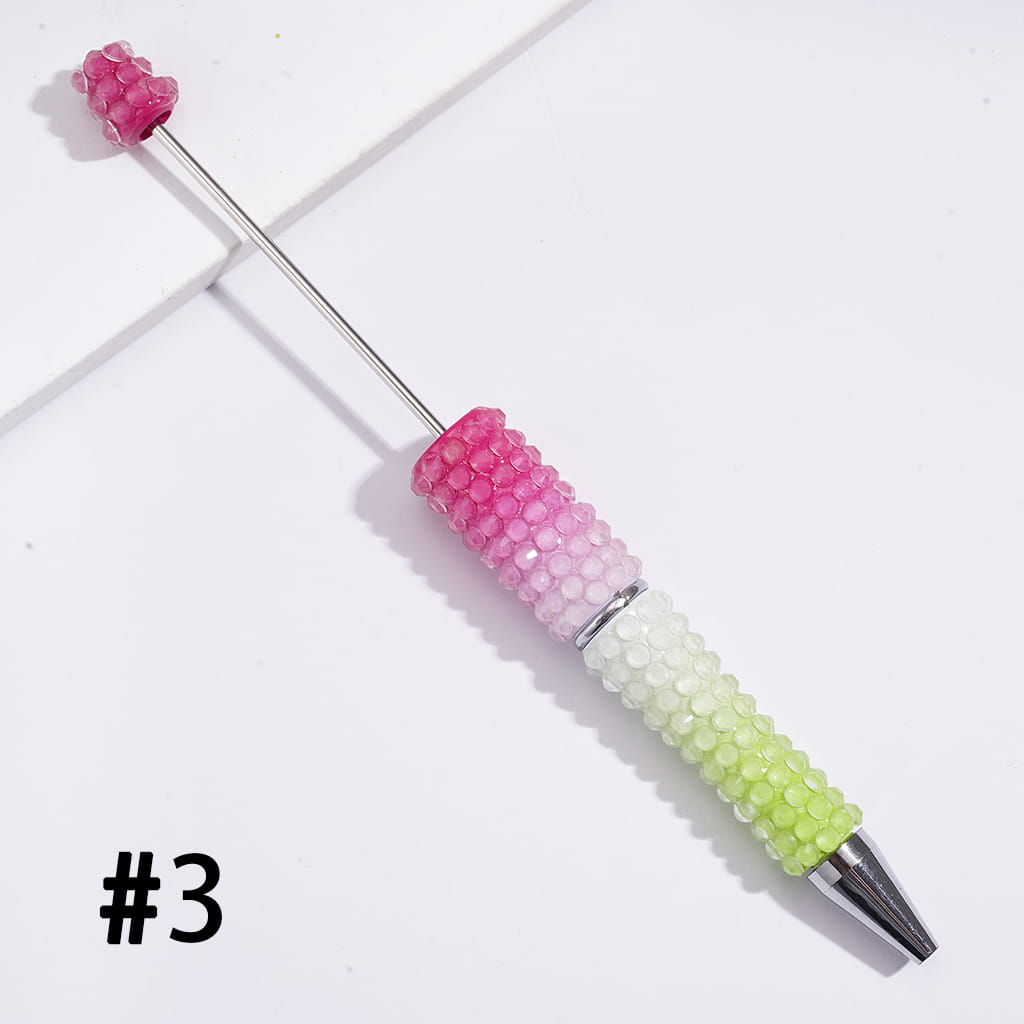 Beadable Pens w Luminous Ombre Colors, Dazzling Iridescent Rhinestones Covering, Multi-Color