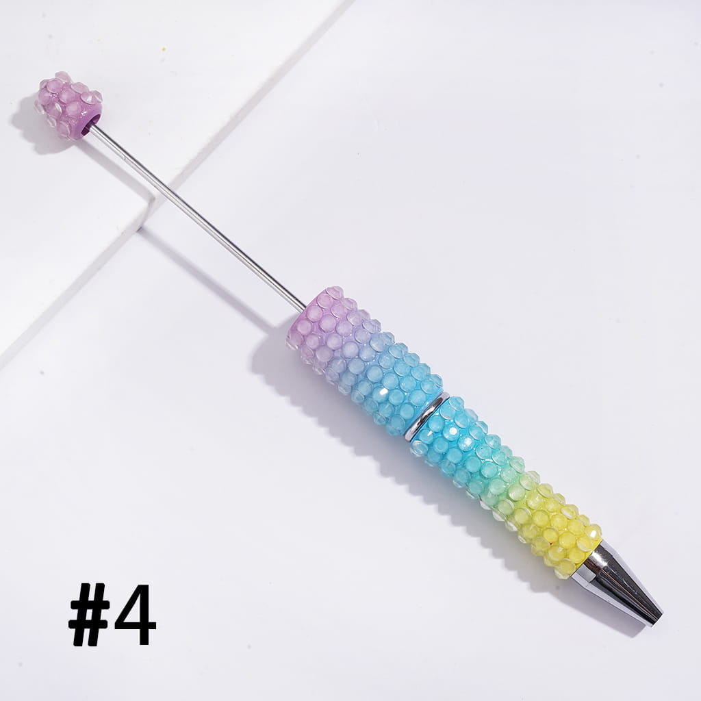 Beadable Pens w Luminous Ombre Colors, Dazzling Iridescent Rhinestones Covering, Multi-Color