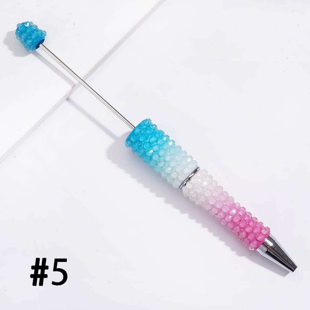 Beadable Pens w Luminous Ombre Colors, Dazzling Iridescent Rhinestones Covering, Multi-Color