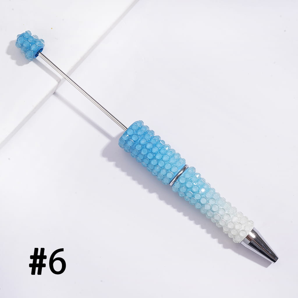 Beadable Pens w Luminous Ombre Colors, Dazzling Iridescent Rhinestones Covering, Multi-Color
